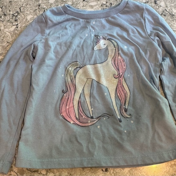 OshKosh B'gosh Unicorn Long Sleeve Shirt - Blue and Pink 3T Girls - Picture 1 of 3